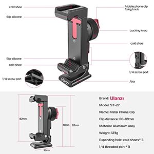 PICTRON Metal Phone Tripod Mount 3 Cold Shoes & Arca Port, 360° Smartphone Tripod Adapter for iPhone Samsung Cell Phone Stand Holder for Desktop Tripod Video Live Streaming Vlogging Rig