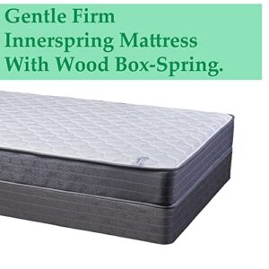 Treaton, 8-Inch Gentle Firm Supportive Yet Remarkebly Comfortable Innerspring Mattress & 8" Wood Box Spring Set, Full, Beige