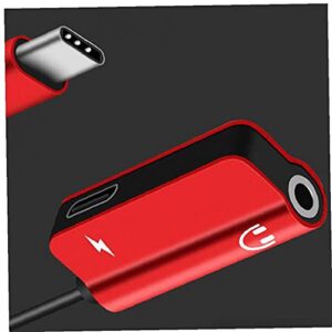 Liadance 2-in-1 Cable USB Type C to 3.5mm Audio Charger Adapter Aux Headphone Adapter Red,Adapter Cable