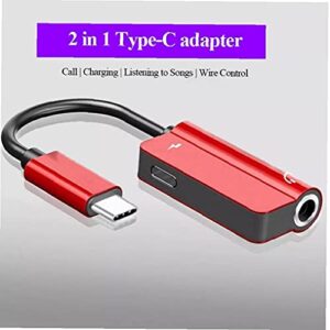 Liadance 2-in-1 Cable USB Type C to 3.5mm Audio Charger Adapter Aux Headphone Adapter Red,Adapter Cable