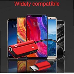 Liadance 2-in-1 Cable USB Type C to 3.5mm Audio Charger Adapter Aux Headphone Adapter Red,Adapter Cable