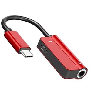 Liadance 2-in-1 Cable USB Type C to 3.5mm Audio Charger Adapter Aux Headphone Adapter Red,Adapter Cable