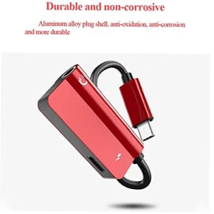 Liadance 2-in-1 Cable USB Type C to 3.5mm Audio Charger Adapter Aux Headphone Adapter Red,Adapter Cable