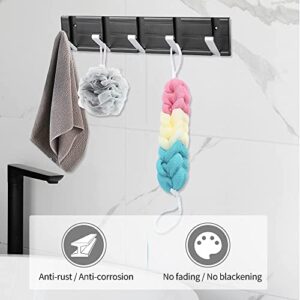 Coat Rack Wall Mount with 5 Retractable Hooks,Modern Space-Saving Coat Hooks Wall Mounted Coat Rack,Wall Coat Rack with Hooks for Hanging Coats,Hats,Scarves,Keys and More(Silver)