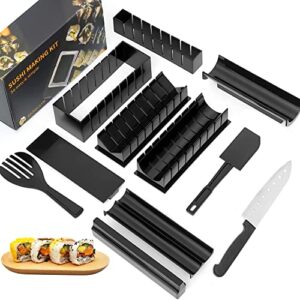 sushi making kit, 11 pieces diy sushi roll maker set-8 shapes of sushi rice mold & 1 sushi knife, easy and fun home sushi tool, sushi rolls