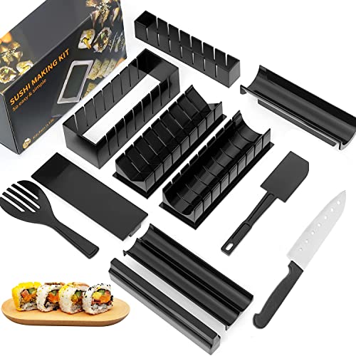 Sushi Making Kit, 11 Pieces DIY Sushi Roll Maker Set-8 Shapes of Sushi Rice Mold & 1 Sushi Knife, Easy and Fun Home Sushi Tool, Sushi Rolls