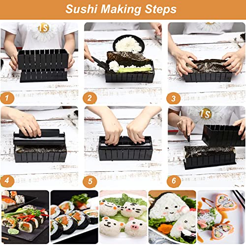 Sushi Making Kit, 11 Pieces DIY Sushi Roll Maker Set-8 Shapes of Sushi Rice Mold & 1 Sushi Knife, Easy and Fun Home Sushi Tool, Sushi Rolls