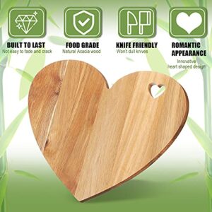 Heart Shaped Cutting Board, 12 x 10 x 0.6 Inch Acacia Wood Bread Board Cheese Serving Platter Serving Charcuterie Board for Meat Cheese and Vegetables Valentine's Day Xmas Gifts (Heart Hole Style)