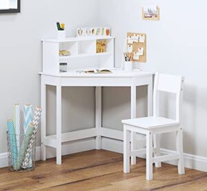 utex kids desk,wooden study desk with chair for children,writing desk with storage and hutch for home school use,white