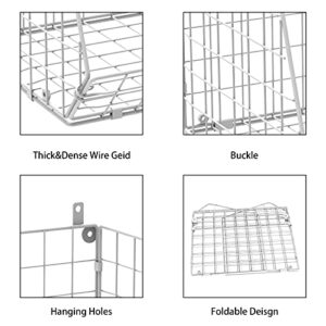 X-cosrack 3 Tier Foldable Closet Organizer, Clothes Shelves with 5 S Hooks, Wall Mount&Cabinet Wire Storage Basket Bins, for Clothing Sweaters Shoes Handbags Clutches Accessories-White Patent Design