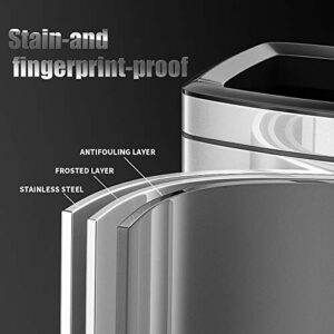 keling Square Trash can, Bathroom Trash can, Kitchen, Office, Household Trash can, Double Layer. (10L Silver, 9.8in Long 7.9in Wide 14in Tall)