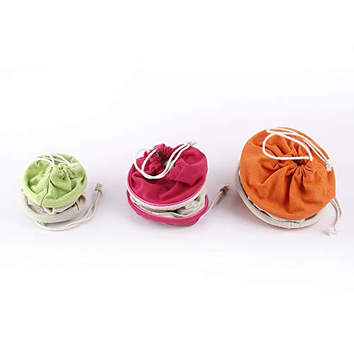 Set of 3 Reusable Hanging Vegetable Storage and Dispenser Bags, Dual Drawstring Closures, Potato Bag, Onion Bag, Garlic Bag