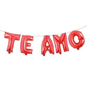 spanish i love you te amo decoration set - spanish i love you letter balloons banner wedding anniversary propose marriage party decoration (te amo red)