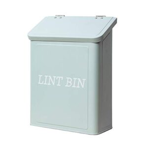farmhouse metal magnetic lint bin with lid and wall mount for space saving and lint storage on dryer, washer and laundry