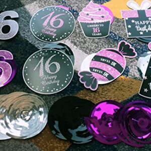 Sweet 16 Birthday Decorations Purple Silver Black for Women/Girl 16th Birthday Party Decoration Purple Silver Black Foil Hanging Swirls Decorations Girl 16th Birthday Party Hanging Decor / Swirls of 15pcs