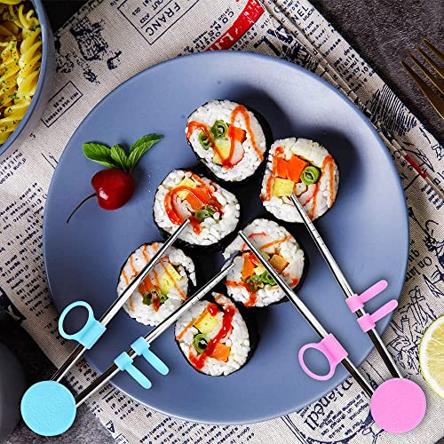 Quimoy Chopsticks for Kids,Learning Chopstick Helper,Stainless Steel Reusable Kids Chopsticks for Learning and Training,2 Pairs of Chopsticks