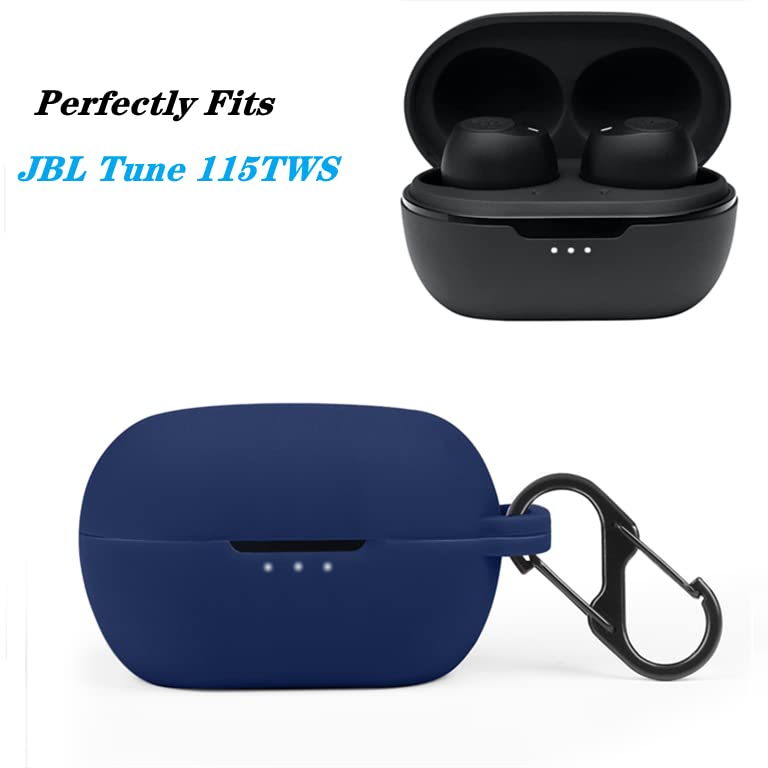 METEQI Soft Silicone Protective Cover Case Compatible with JBL Tune 115TWS (Navy Blue)