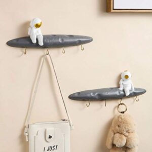 DOITOOL Wall Mounted Coat Hooks Heavy Duty Astronaut Design Metal Coat Hook Rail for Hanging Coat Hat Purse Key Towel Entryway (Random Style)