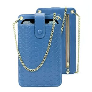 women small crossbody bag cell phone purse wallet chain strap lanyard case woven satchel card coin zip pocket(layne blue)