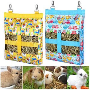 2 pieces guinea pig hay bag washable pet hay feeder bag with 2 holes cute small animal hanging feeder sack storage for bunny guinea pig chinchilla hamster small pets (bird, alpaca)