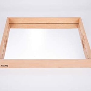 TickiT Wooden Mirror Tray - Explore Reflection, Symmetry and Patterns - for All Ages - Add Reflection to Any Sensory Activity Station