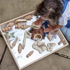 TickiT Wooden Mirror Tray - Explore Reflection, Symmetry and Patterns - for All Ages - Add Reflection to Any Sensory Activity Station