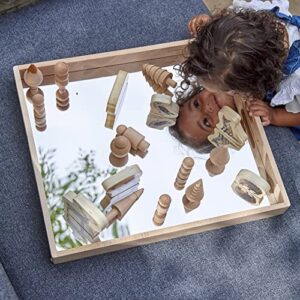 TickiT Wooden Mirror Tray - Explore Reflection, Symmetry and Patterns - for All Ages - Add Reflection to Any Sensory Activity Station