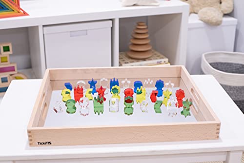 TickiT Wooden Mirror Tray - Explore Reflection, Symmetry and Patterns - for All Ages - Add Reflection to Any Sensory Activity Station