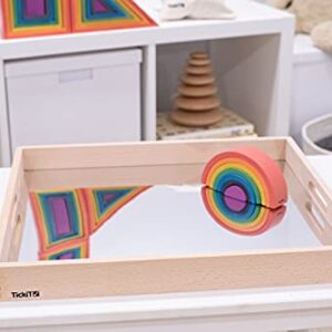 TickiT Wooden Mirror Tray - Explore Reflection, Symmetry and Patterns - for All Ages - Add Reflection to Any Sensory Activity Station