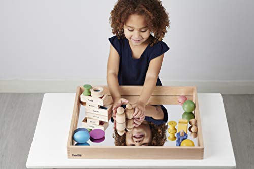 TickiT Wooden Mirror Tray - Explore Reflection, Symmetry and Patterns - for All Ages - Add Reflection to Any Sensory Activity Station