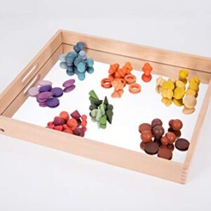 TickiT Wooden Mirror Tray - Explore Reflection, Symmetry and Patterns - for All Ages - Add Reflection to Any Sensory Activity Station