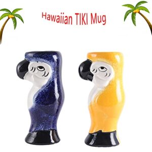 SUN GKOTTA Tiki Mugs Cocktail Set of 2 - Large Ceramic Tiki Cups,Tiki Glasses Cute Exotic Cocktail Glasses,Hawaiian Tiki MugTiki Mug