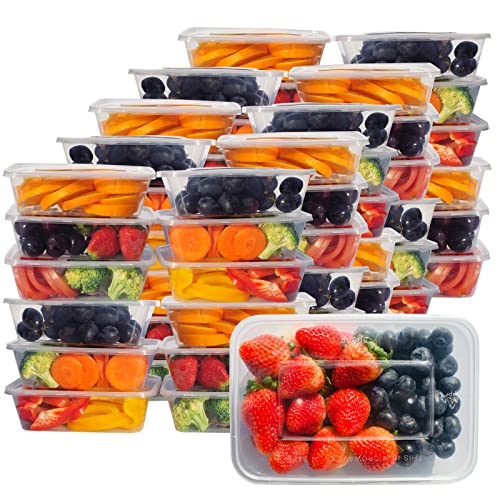 ganfaner [50pk 24fl.oz/750ml meal prep containers, plastic food containers with lids, for preparing lunch, dinner or snacks[Clear]