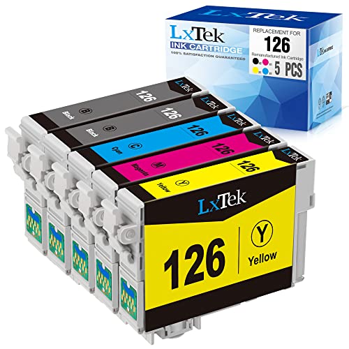 LxTek Remanufactured Ink Cartridge Replacement for Epson T126 126 to use with Workforce 545 645 845 630 840 WF-7510 WF-3520 WF-3540 WF-3530 WF-7510 Printer (5-Pack)