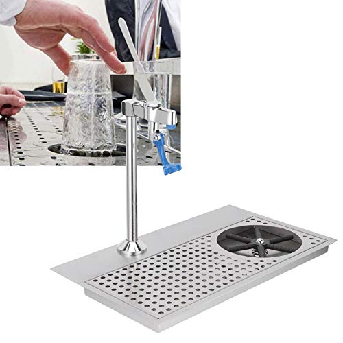 Glass Rinser, Commercial Stainless Steel Pitcher Rinser Cup Washer Multi Angle Water Outlet Cleaning Head Bar Glass Cleaning Rinser with Faucet, Plum Blossom Hex Cup Holder for Hotel Cafe Restaurant