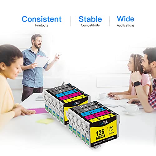 LxTek Remanufactured Ink Cartridge Replacement for Epson 126 T126 to use with WF-7510 WF-3520 WF-3540 WF-3530 WF-7510 Workforce 545 645 845 630 840 Printer (4 Black, 2 Cyan, 2 Magenta, 2 Yellow)