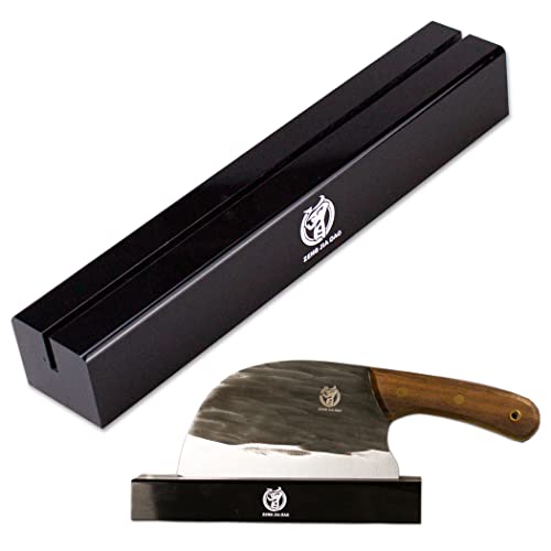 Knife Block/Knife Stand for Cleaver Nakiri Santoku and any Flat Edge Kitchen Knives - Black Acrylic
