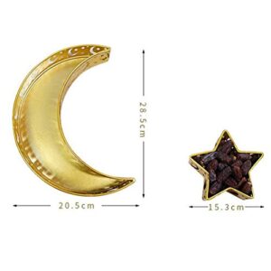 Faruxue Ramadan Metal Tray, Muslim Islam Mubarak Food Tray with Crescent Moon and Star, Perfect for Home Party, Ramadan Festival Theme Party Decoration