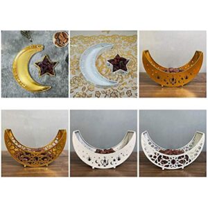 Faruxue Ramadan Metal Tray, Muslim Islam Mubarak Food Tray with Crescent Moon and Star, Perfect for Home Party, Ramadan Festival Theme Party Decoration