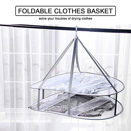 SNOMEL Folding Clothes Drying Rack, Windproof Foldable Cloth Dryer with Fixing Band, Collapsible Hanging Laundry Rack for Sweater - Outdoor, Indoor, Potable (2Size )