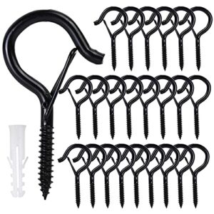 24 pack ceiling hooks for hanging plants/ outdoor string lights, screw hooks with safety buckle, wall hangers and light hangers for christmas party festival decorations, easy release