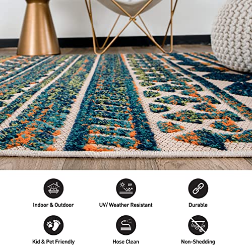 Rugshop Modern Stripes Geometric Indoor/Outdoor Area Rug 7'10" x 10' Multi