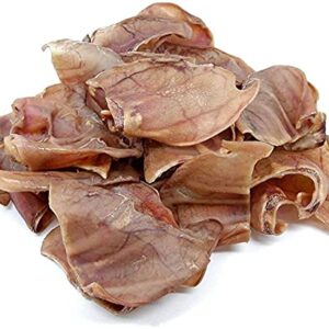 All Natural Jumbo Whole Pig Ears for Dogs (100 Pack) - 100% Natural Pork Ear Dog Treat by Pets Plus Natural