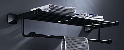 Black Towel Rack and Towel Holder with Luxury Design for Bathroom Wall,Bathroom Hardware,Matte Black Bathroom Accessories