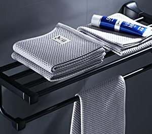 Black Towel Rack and Towel Holder with Luxury Design for Bathroom Wall,Bathroom Hardware,Matte Black Bathroom Accessories