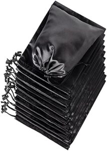 satin bags with drawstring for lingerie, jewelry, gifts, party favors, candy, goodies or wedding presents (7 x 9 inch - 12 pack, black)