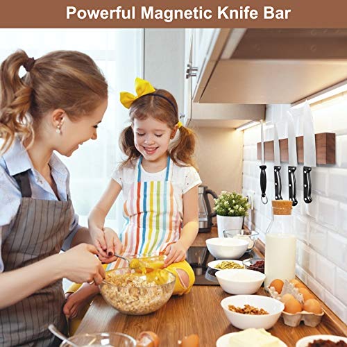 Dark Walnut Wood Magnetic Knife Holder - CTSZOOM Seamless Powerful Wood Magnetic Knife Strip for Organizing Your Kitchen - Multifunctional Magnet Holder for Wall with No Installation - 16"