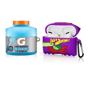 2pack food case for airpods pro case, silicone 3d cartoon fashion fun cute airpod pro case cover for girl boys teens (sport water & purple potato chips)