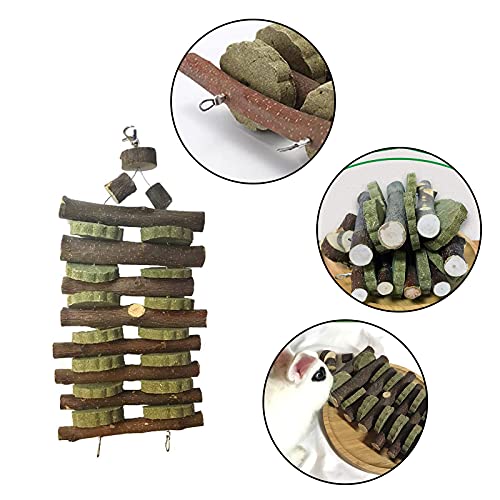 kathson Bunny Chew Toys for Teeth Grinding,Rabbit Wooden Scratch Board Feet Pad Rotatable Pet Play Toy for Chinchilla Guinea Pigs Other Rodent Pets