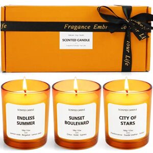 scented candles set, aromatherapy candles for home,soy wax candles, bathtub candles set, candles set city of stars, endless summer, sunset boulevard soy wax candle, mothers day gifts